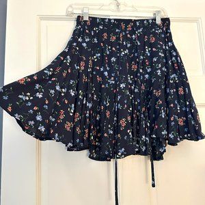 Mi Ami (Francesca's) blue floral mini skirt tie waist SIZE M
